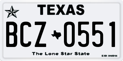 TX license plate BCZ0551