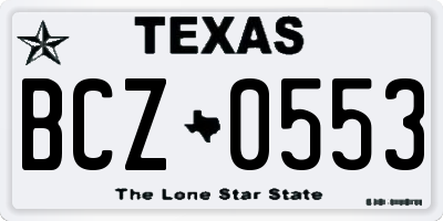 TX license plate BCZ0553