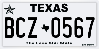 TX license plate BCZ0567