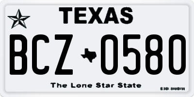 TX license plate BCZ0580