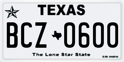 TX license plate BCZ0600