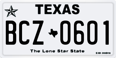 TX license plate BCZ0601
