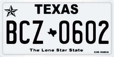 TX license plate BCZ0602