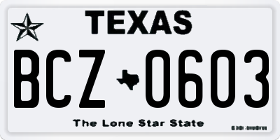 TX license plate BCZ0603