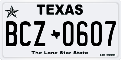 TX license plate BCZ0607