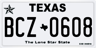 TX license plate BCZ0608