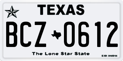 TX license plate BCZ0612