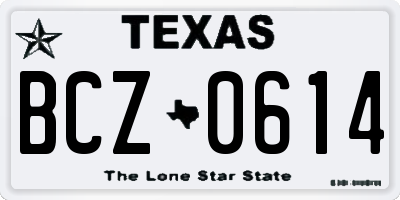 TX license plate BCZ0614
