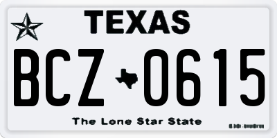 TX license plate BCZ0615