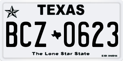 TX license plate BCZ0623