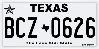 TX license plate BCZ0626