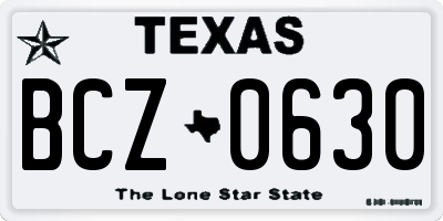 TX license plate BCZ0630