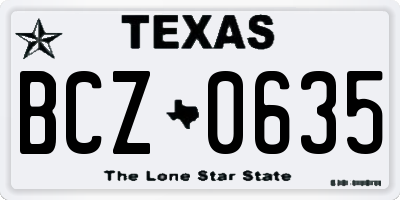 TX license plate BCZ0635