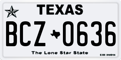 TX license plate BCZ0636
