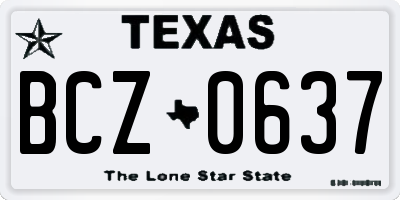 TX license plate BCZ0637