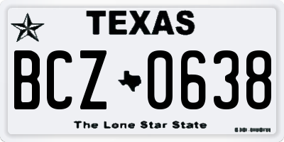 TX license plate BCZ0638