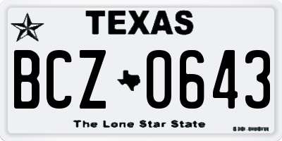 TX license plate BCZ0643