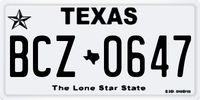 TX license plate BCZ0647