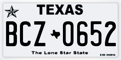 TX license plate BCZ0652