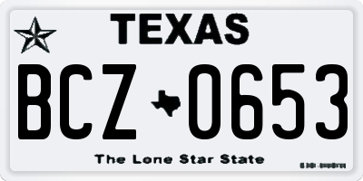 TX license plate BCZ0653