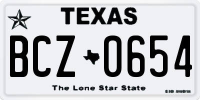 TX license plate BCZ0654