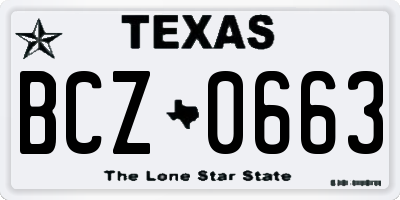 TX license plate BCZ0663