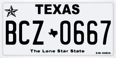 TX license plate BCZ0667