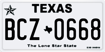 TX license plate BCZ0668