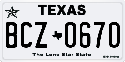 TX license plate BCZ0670