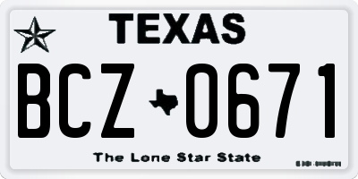 TX license plate BCZ0671