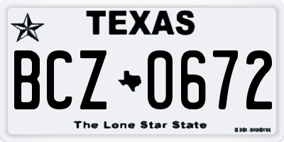 TX license plate BCZ0672