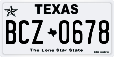 TX license plate BCZ0678