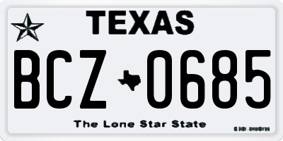 TX license plate BCZ0685