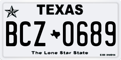 TX license plate BCZ0689