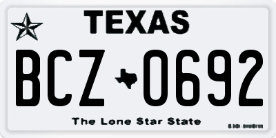 TX license plate BCZ0692