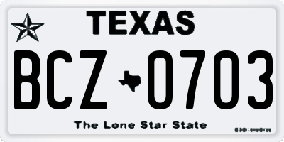 TX license plate BCZ0703