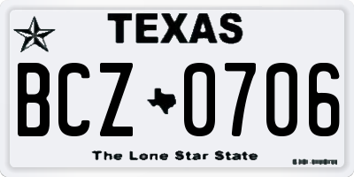 TX license plate BCZ0706