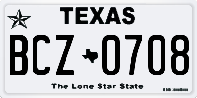 TX license plate BCZ0708