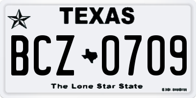 TX license plate BCZ0709