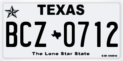 TX license plate BCZ0712