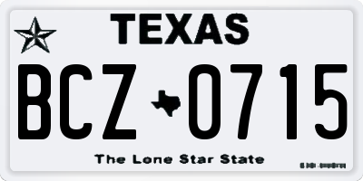 TX license plate BCZ0715