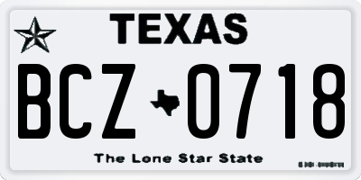 TX license plate BCZ0718