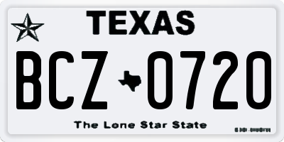 TX license plate BCZ0720