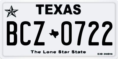 TX license plate BCZ0722