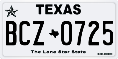 TX license plate BCZ0725
