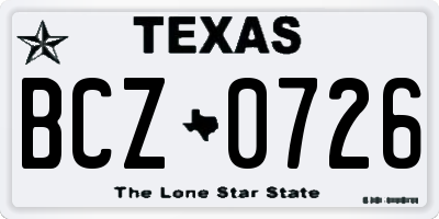 TX license plate BCZ0726