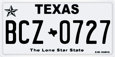 TX license plate BCZ0727