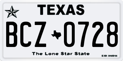 TX license plate BCZ0728