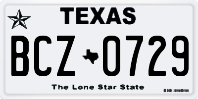 TX license plate BCZ0729