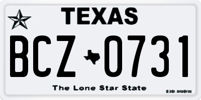 TX license plate BCZ0731